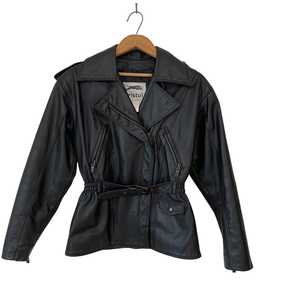 Jackets & Blazers - Bristol Vintage 100% Leather Women’s Motorcycle Biker Moto Bomber Jacket Small